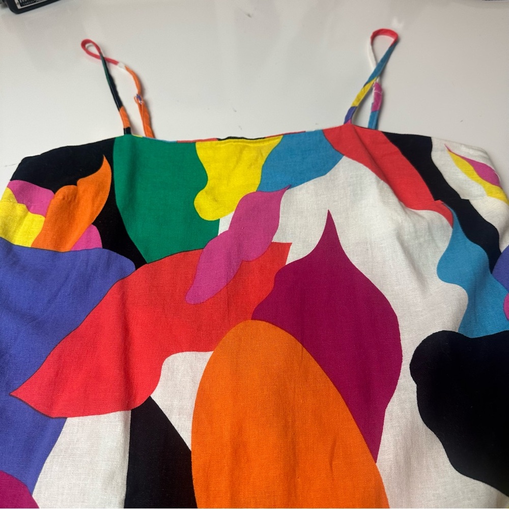 Linen Blend Abstract Art Mini Dress | 55% Linen · Dopamine Summer / Resort Core - Picture 3 of 10